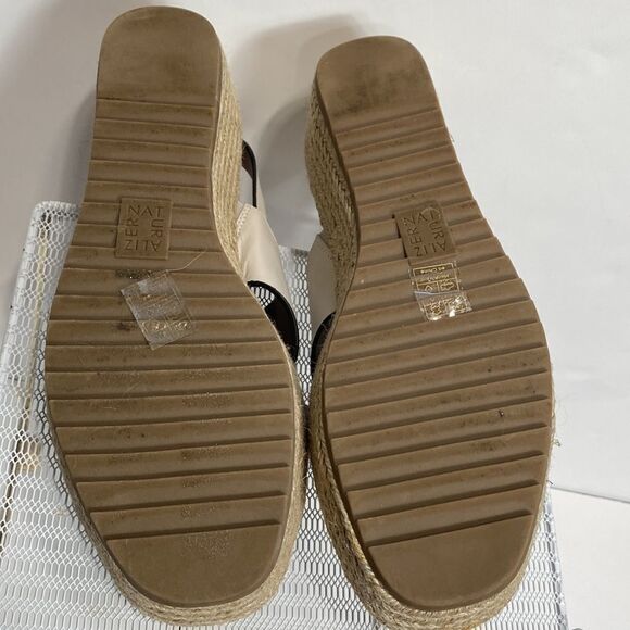 Naturalizer White Slingback Espadrille Sandals A Cross-band Wedges size 12 Wide - Picture 13 of 14